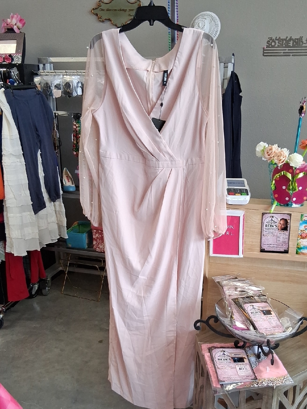 STYLEWE Blush Pink Long Sleeve Wrap Maxi Dress